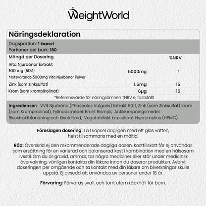 White Kidney Beans Extract 5000mg 180 Capsules