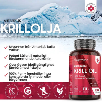 Krillolja från lysräkor för att få ut så mycket Omega 3 och därmed DHA och EPA som möjligt