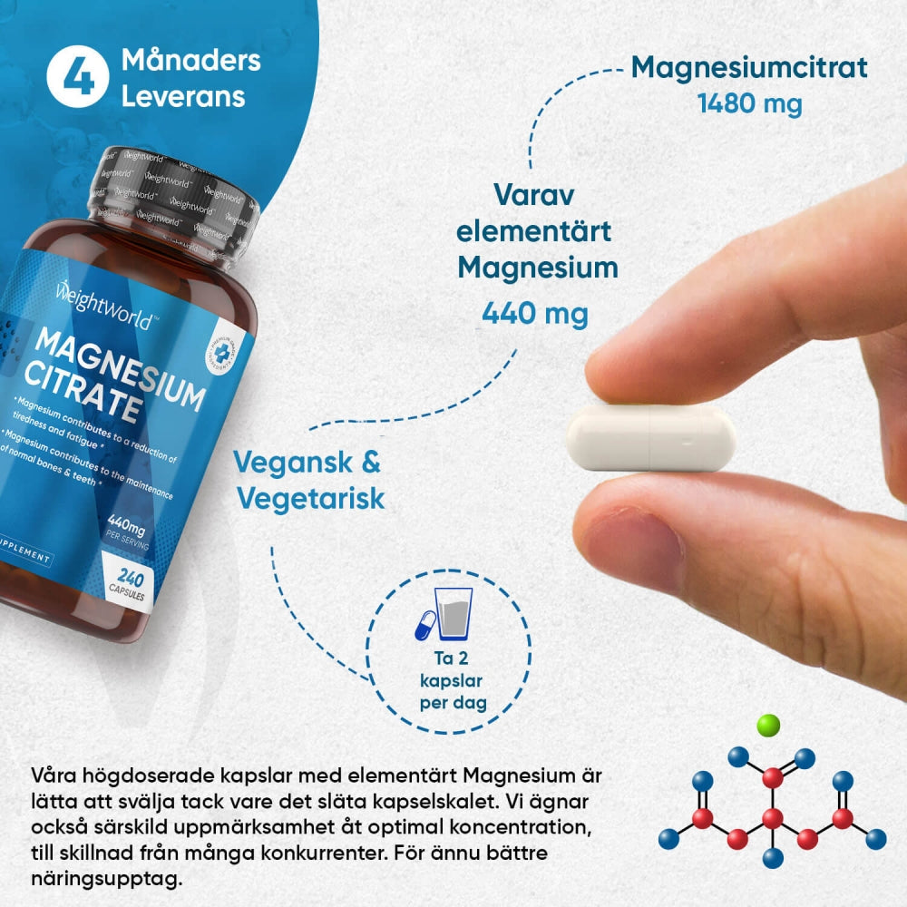 Ett naturligt magnesiumcitrat tillskott för bättre välmående
