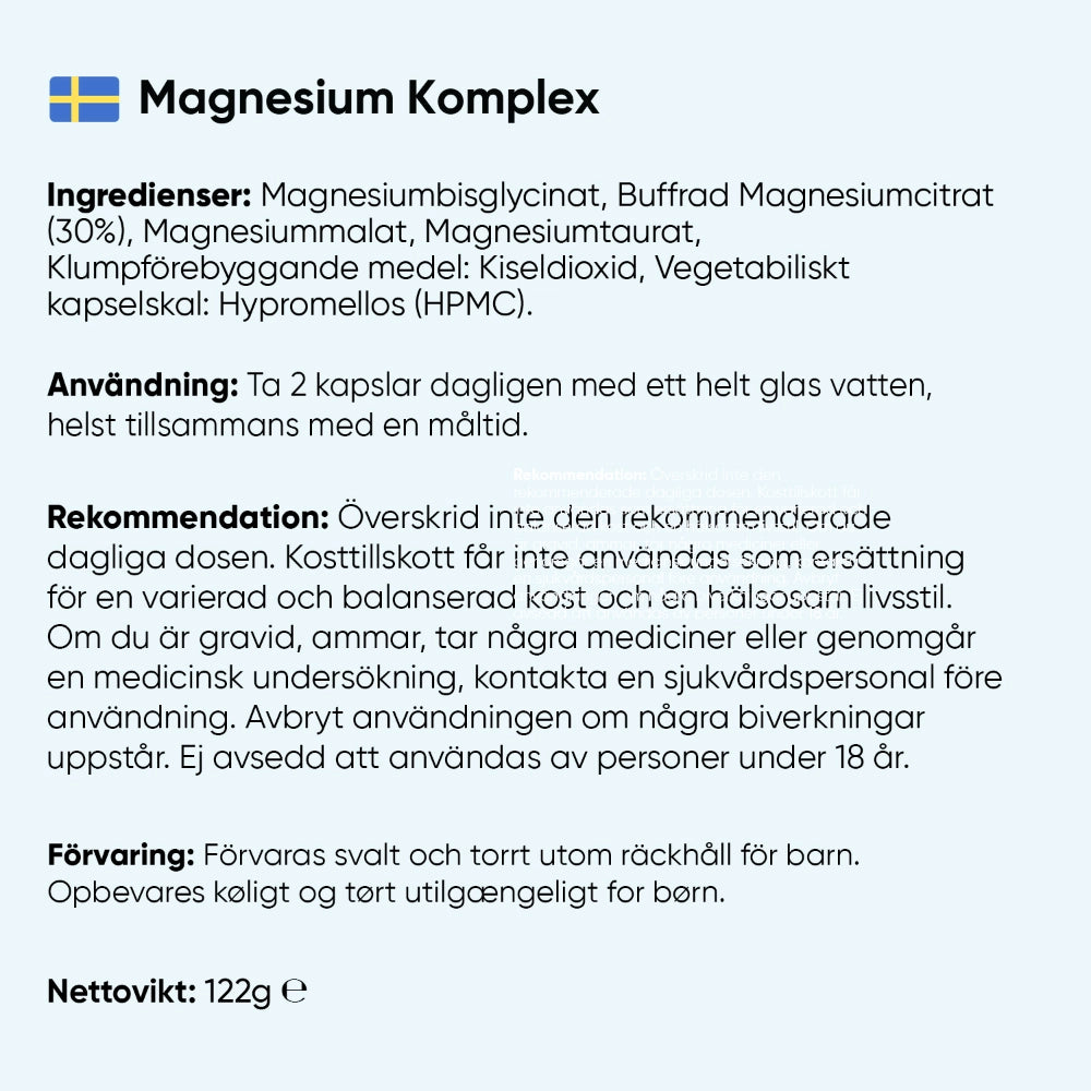 Magnesiumkomplex-kapslar: ingredienser och användning enligt etikett