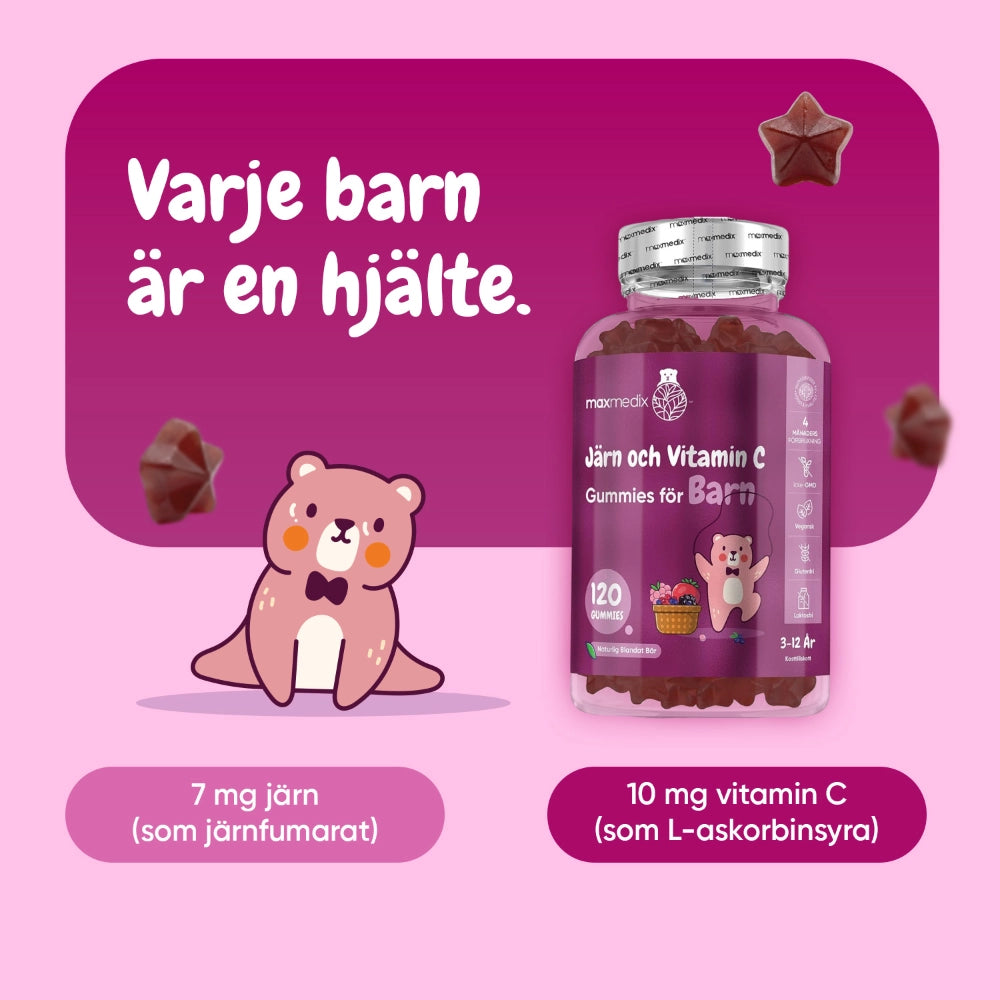 Järn och Vitamin C Gummies för barn