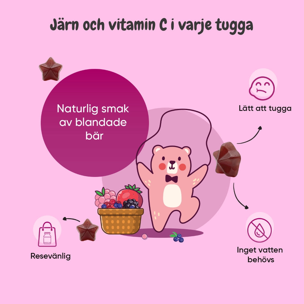 Järn och Vitamin C Gummies för barn