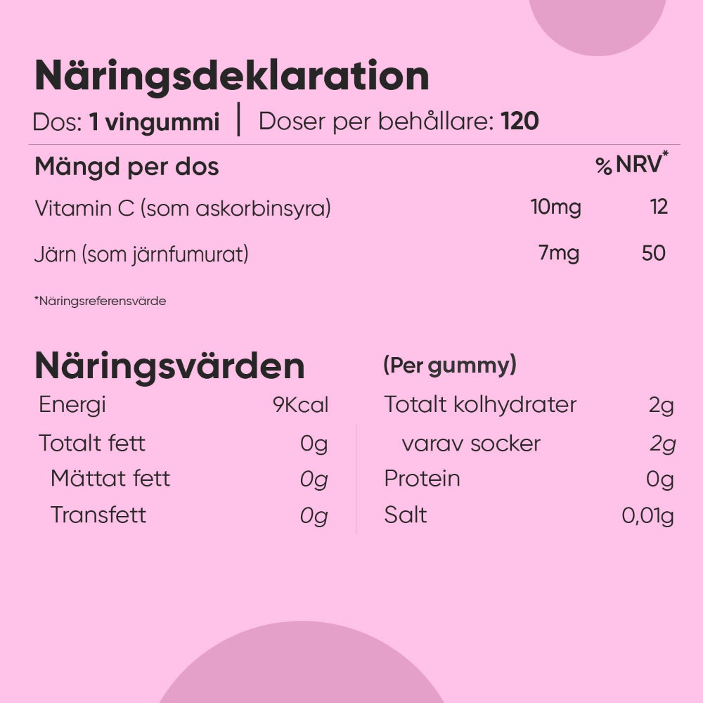 Järn och Vitamin C Gummies för barn
