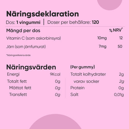 Järn och Vitamin C Gummies för barn