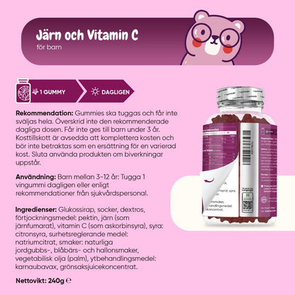 Järn och Vitamin C Gummies för barn