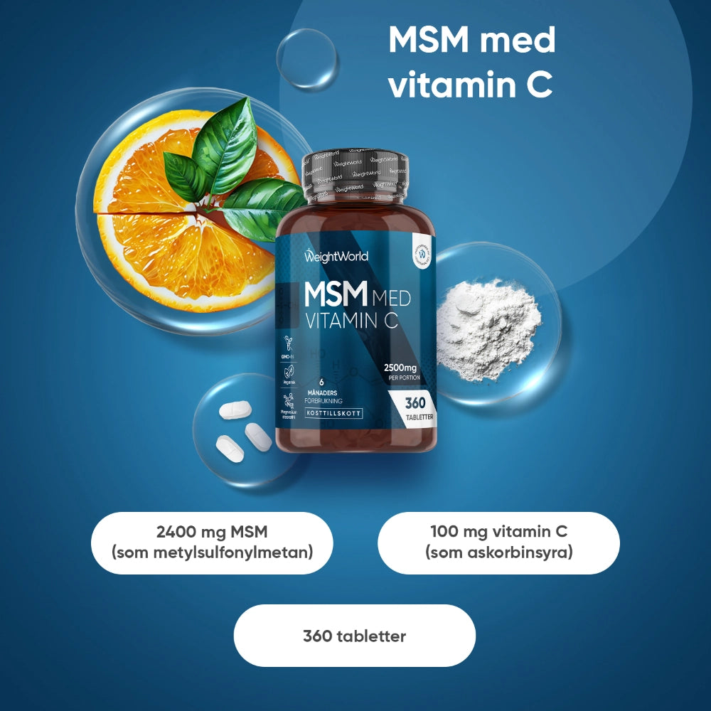 MSM med vitamin C i burk med apelsin och tabletter, 360 tabletter