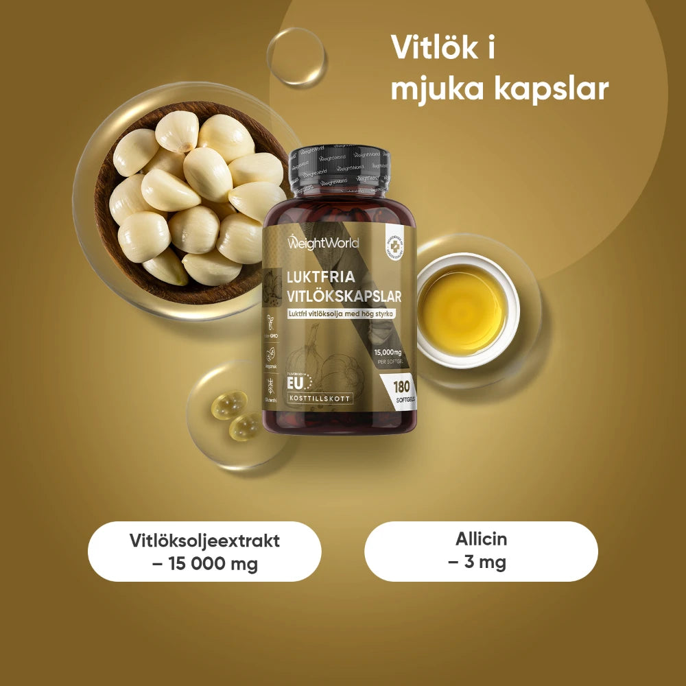 Luktfria Vitlökskapslar 15 000 mg