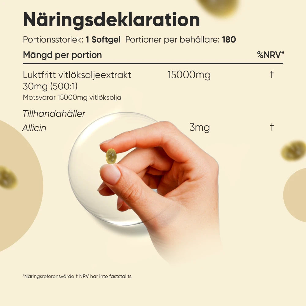 Luktfria Vitlökskapslar 15 000 mg