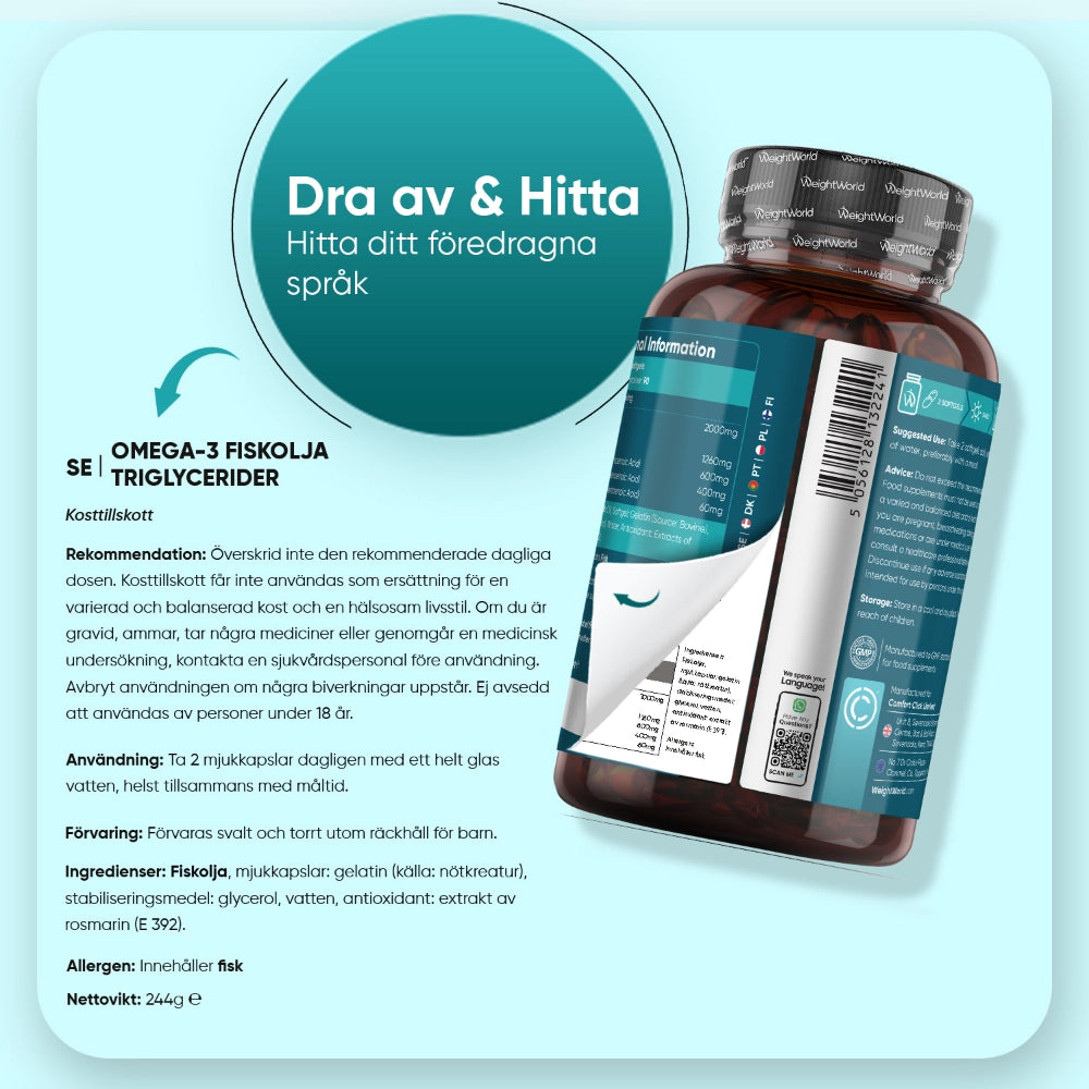 Omega 3 Fiskolja Triglycerider 2000 mg