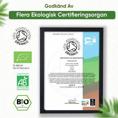 Bilden visar ett certfikat från Soil Association som beskriver hur WeightWorlds Ekologiskt Amlapulver 200 g uppfyller deras ekologiska standard