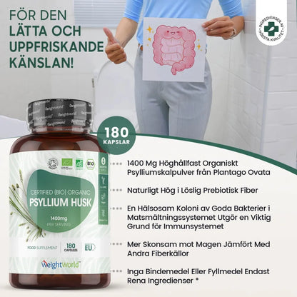 Psyllium Husk innehåller en hög halt av fibrer som är bra för magen