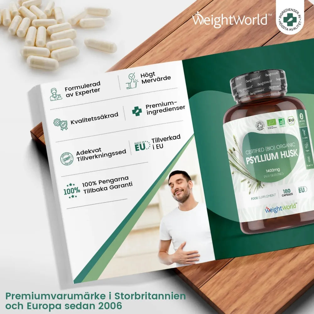 Superfood som är fylld med psyllium husk i lättsvalda kapslar