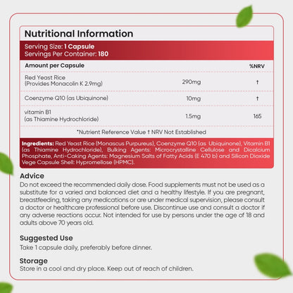 Innehållsförteckningen på WeightWorlds Rött Jästris tillskott