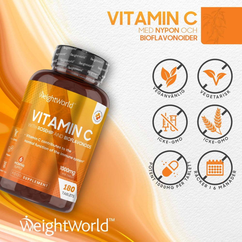 Köp vitamin C tabletter med nypon och Bioflavonider