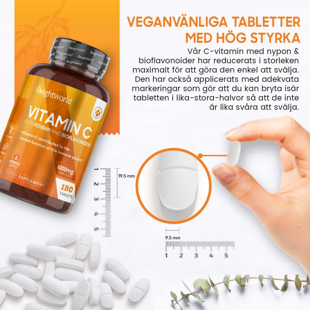 Vitamin C tabletter med bioflavonider och nypon för hälsan