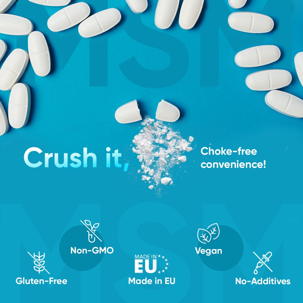 Bilden visar en tablett som delats itu, med pulver som kommer ut