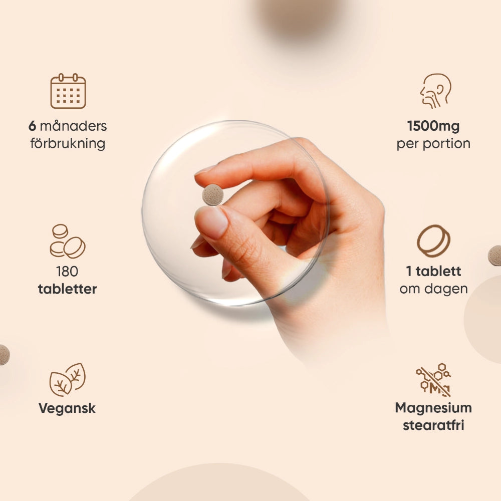 Ashwagandha KSM-66-tablett i hand