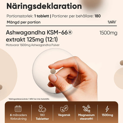 Näringsdeklaration för Ashwagandha KSM-66, 125 mg (12:1)