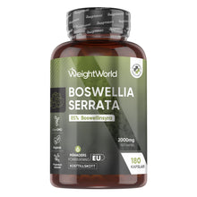 Kapselburk Boswellia serrata 2000 mg, etikett med 180 kapslar