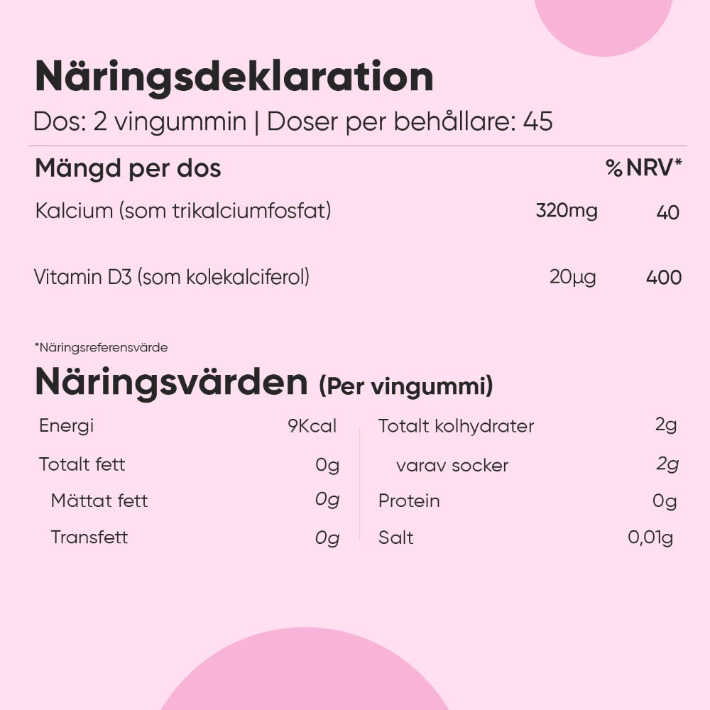 Kalcium och Vitamin D3 Gummies