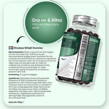WeightWorld Shilajit-gummier i flaska med extra förpackningar bredvid