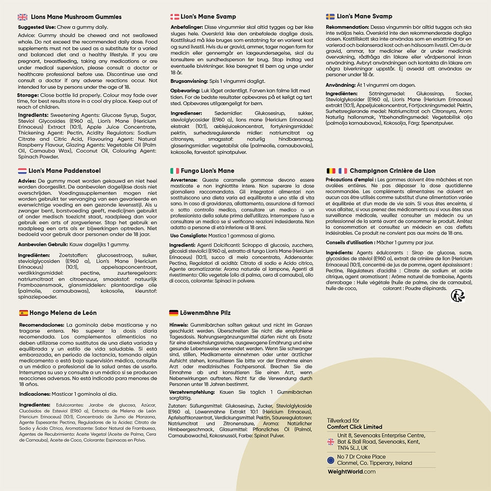 Igelkottaggsvamp Gummies med god hallonsmak.